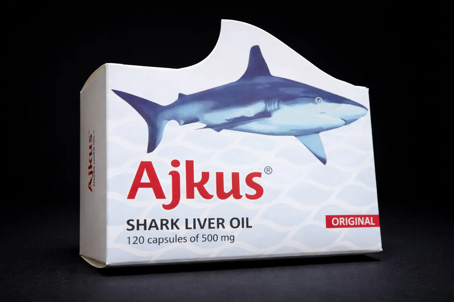 Pakovanje Ajkus Shark Liver Oil Original sa 120 kapsula od 500 mg